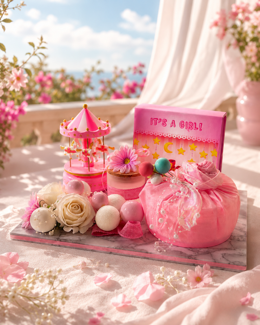Baby Girl Pink Bloom Announcement Platter